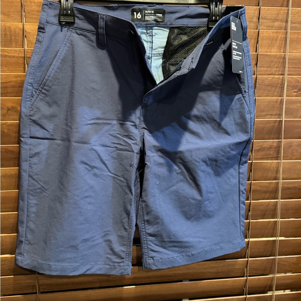 Hurley Men's Dark Blue Flat Front Shorts